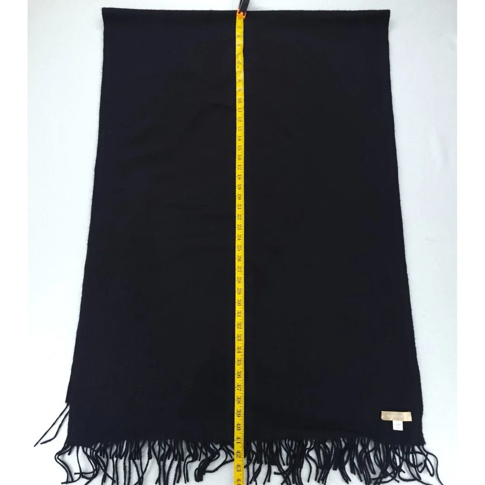 Nordstrom Oversized Scarf Unisex OS Black Cashmere Solid Fringe Wrap Shawl 30x82